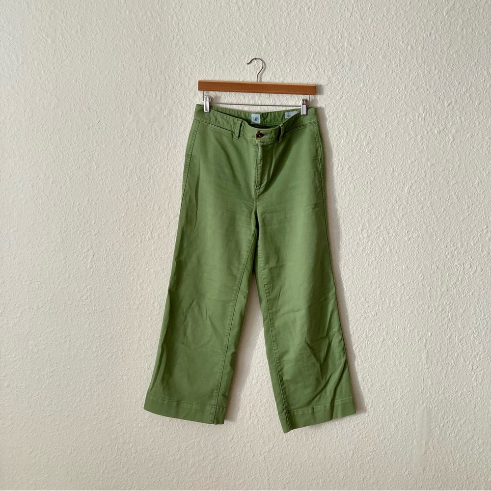 Gap High Rise Wide Leg Crop Green Pants
